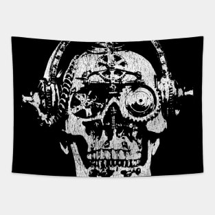 Mechanical Skull with Headphones - Heavy Metal Tapestry