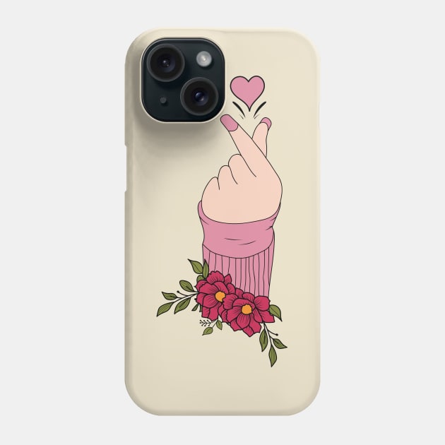 Korean Finger Heart Symbol Kpop Love Aesthetic Phone Case by uncommontee