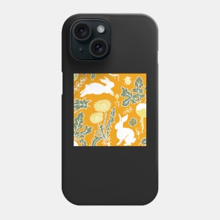 white rabbits in the vegetable garden on marigold background Phone Case