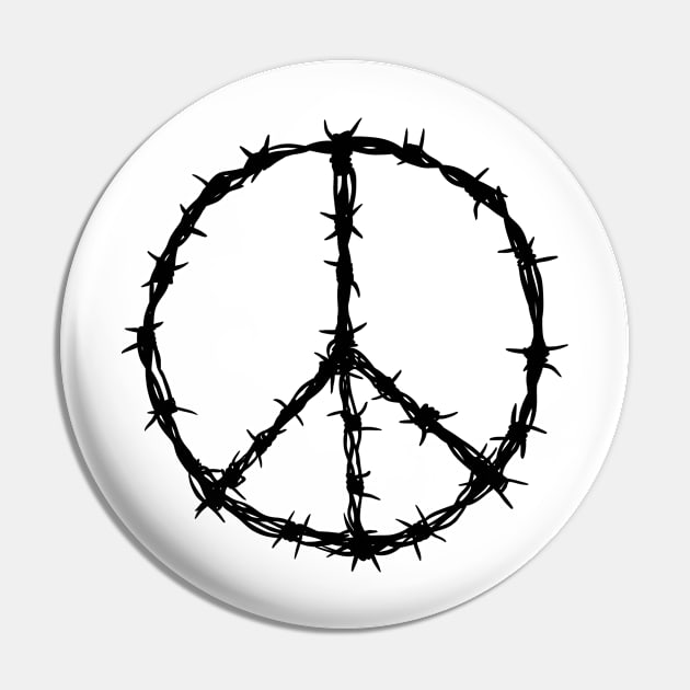 Barbed Wire Peace Sign Pin by Stupiditee