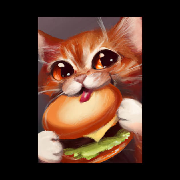 Cat eating Burger by maxcode
