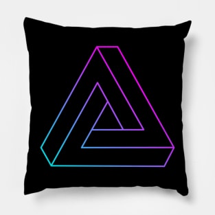 Impossible triangle with cyan to magenta gradient edge Pillow