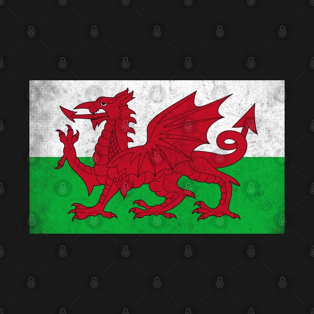 Wales / Cymru Vintage Faded Flag Design by DankFutura