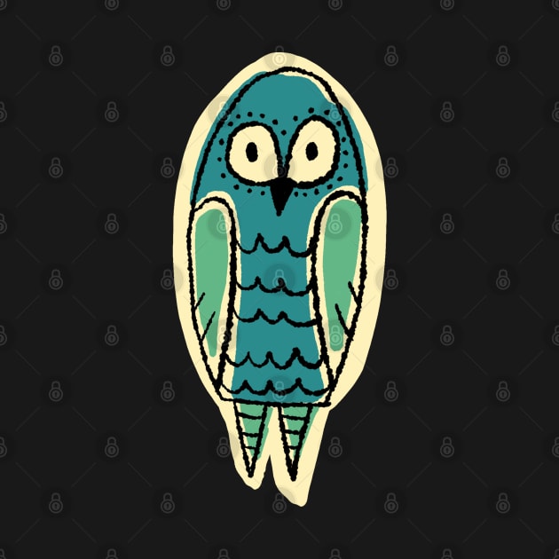 Tall and Cute Blue Owl Simple Illustration by narwhalwall