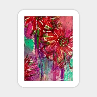 Red Flowers Close Up Magnet