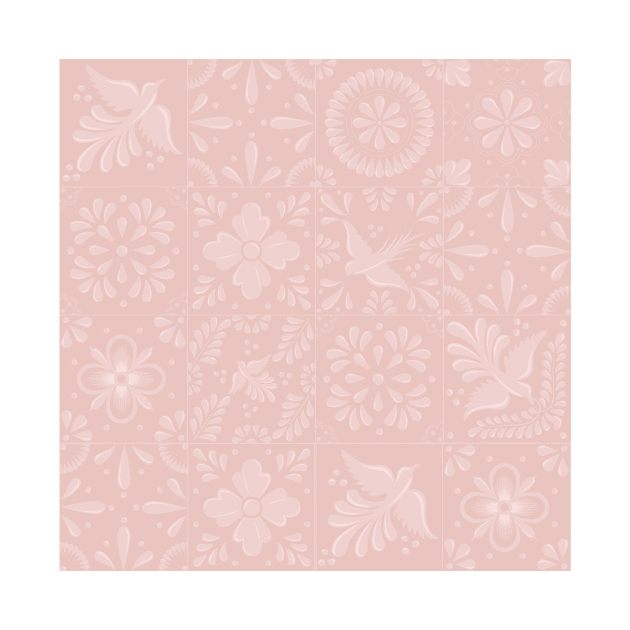 Mexican Pale Pink Talavera Tile Pattern by Akbaly by Akbaly