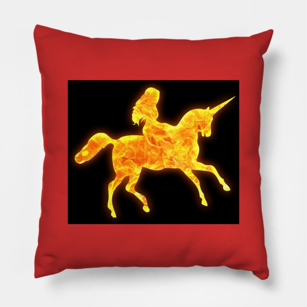 Fire Unicorn Design Pillow by Miss Santa's Store