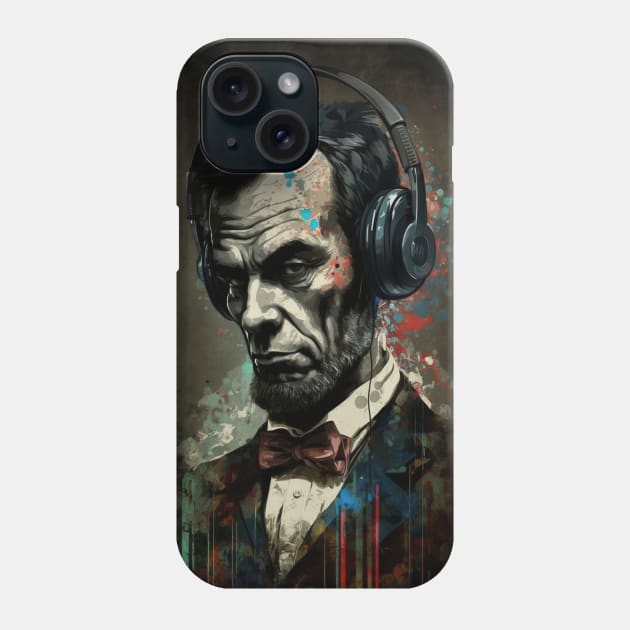 Lincoln with Headphones II Phone Case by Durro