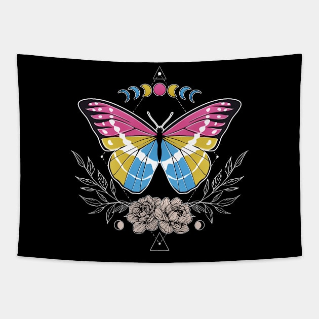 Pansexual Butterfly LGBT Pride Flag Tapestry by Psitta