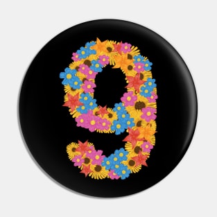 Hand Drawn Letter Number 9 nine Pin