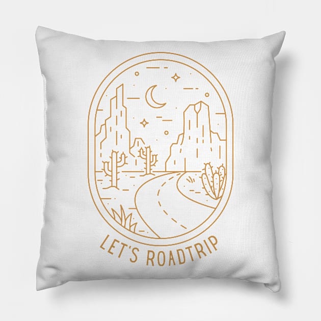 Let's Roadtrip Perfect Gift for Road Trip Lovers Pillow by nathalieaynie