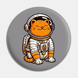 Orange Cat Astronaut Pin