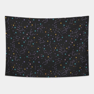 Copy of Colorful Night Sky on Black Tapestry