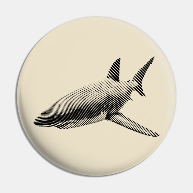 Minimalist Black and White Great White Shark Pin by NorthOfLongIsland