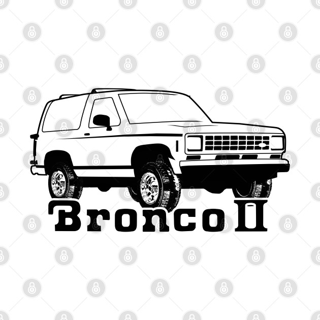 1983-1988 Ford Bronco II, w/Tires, Black Print T-Shirt on back by The OBS Apparel