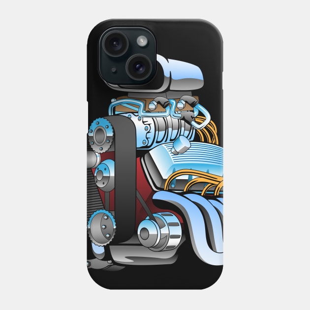 Hot rod race car engine cartoon Phone Case by hobrath