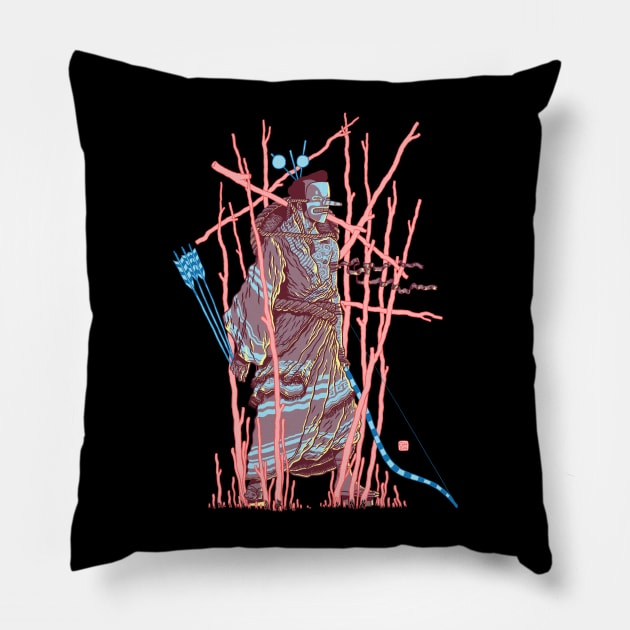 Kabuki Samurai Pillow by gerhardhuman