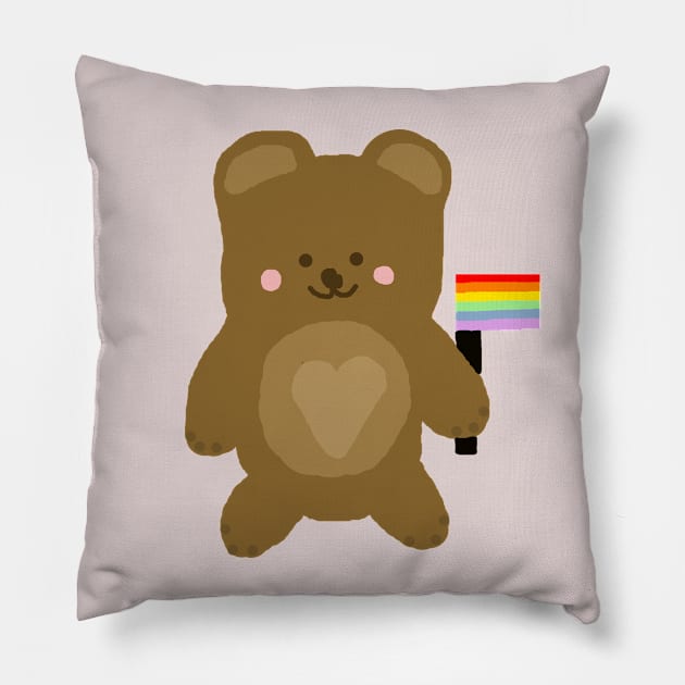 Teddy bear pride Pillow by artoftilly