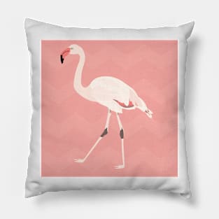 Hand drawn pink flamingo. Seamless pattern Pillow