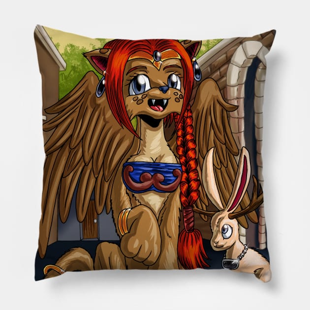 Sphinx and Jackalope Pillow by BlademanUnitPi