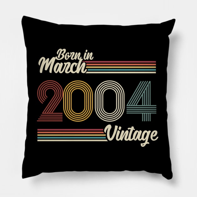 Vintage Born in March 2004 Pillow by Jokowow