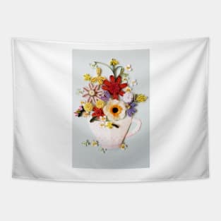 Printed Tea pot flower Tapestry