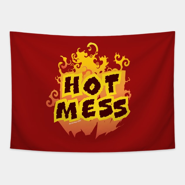 Hot Mess Flames Tapestry by MikeCottoArt