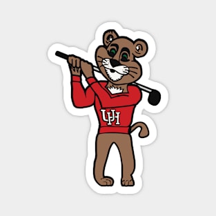 Swinging Cougar Golfer Magnet