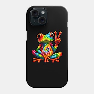 Tie-Dye Frog Lover Peace Sign Hippie Phone Case