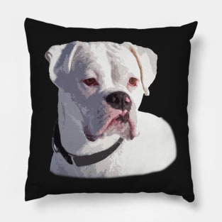 All White Boxer Dog Portrait Pillow