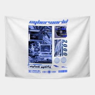 Cybercore World Y2K Design Tapestry