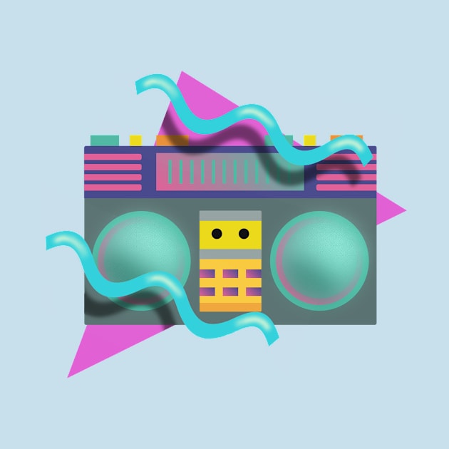 Retro Eighties Boom Box Graphic by LittleBunnySunshine