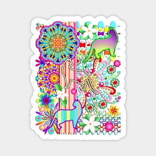 Mandalas, Cats & Flowers Fantasy Pattern Magnet