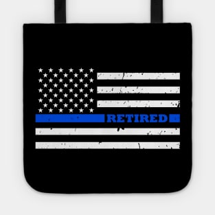 Retired Police Gift - Retired Police Officer - Thin Blue Line Flag Tote