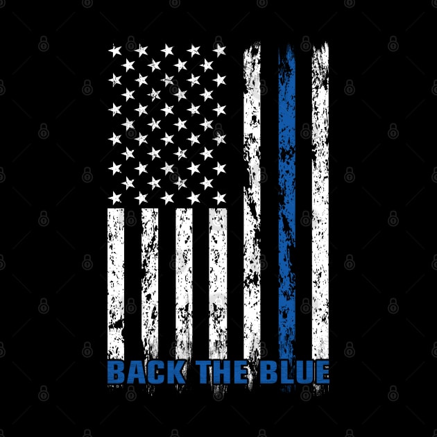 Back The Blue Thin Blue line American Flag police support by Davishasari