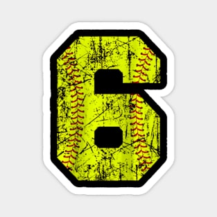 6Th Birthday Softball Girls Kids Six 6 Years Old Raglan Magnet