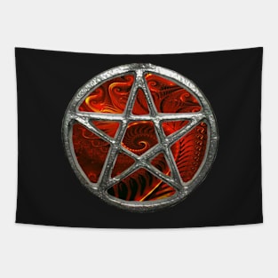 Fire Fractal Pentagram Pentacle Wicca Tapestry