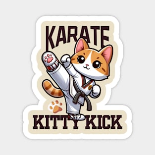 Karate Kitty Kick Magnet