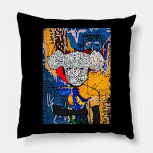 Street Art Male Character with Doodle Mask and Blue Eyes in Zodiac Street Art Pillow