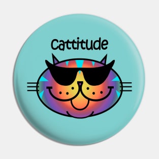 Cattitude 2 - Dark Rainbow Stripe Pin