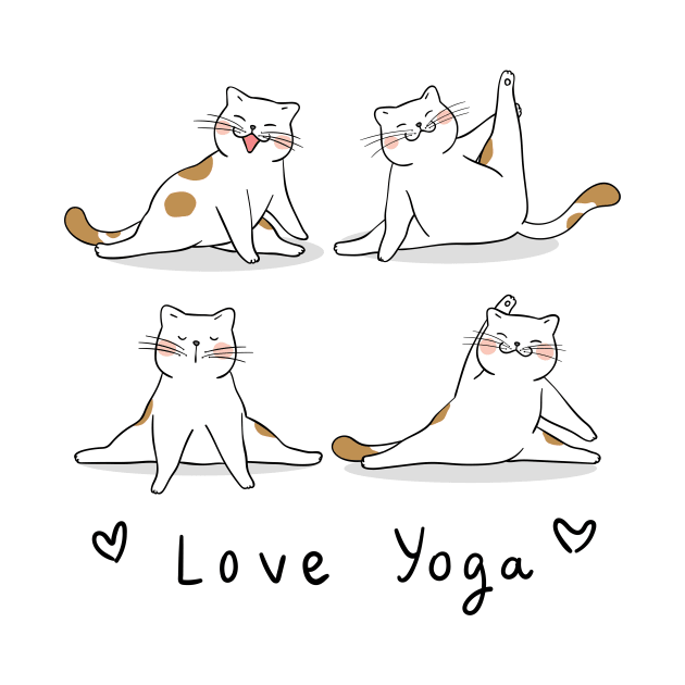 Cute Adorable funny Yoga Cats Kitty Pilates by BG Creative