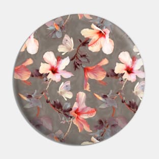 Coral Hibiscus Pin