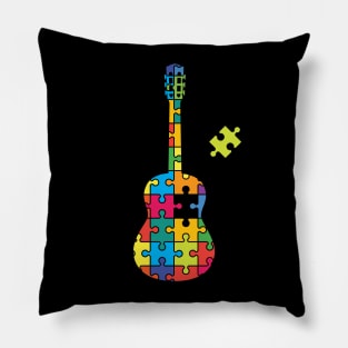 Color Puzzle Classical Guitar Silhouette Pillow