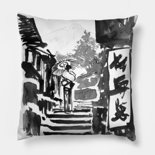 geisha on stairs Pillow