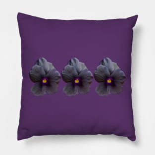 Three Black Viola Flowers Floral Photo Pillow