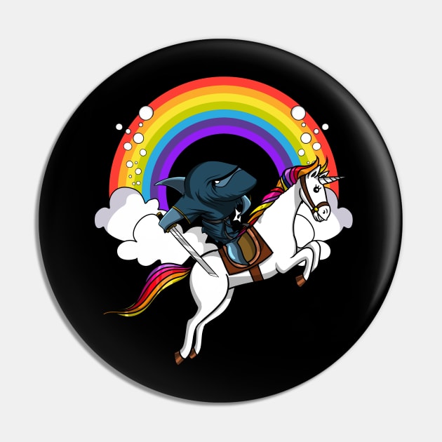 Shark Ninja Riding Unicorn Pin by underheaven