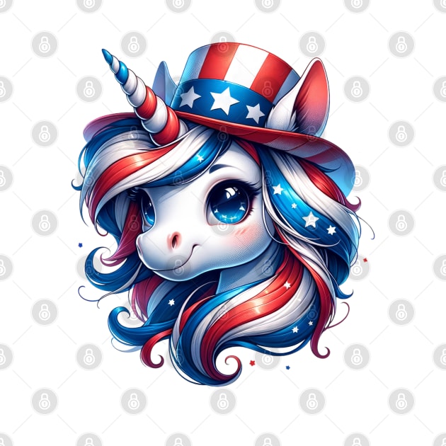 AmeriCorn Cute Unicorn Red White Blue by Long-N-Short-Shop