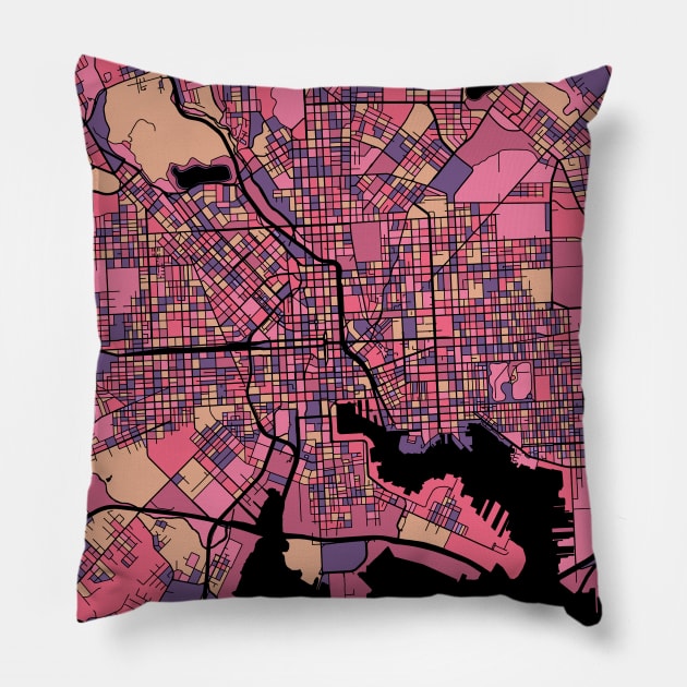 Baltimore Map Pattern in Purple & Pink Pillow by PatternMaps