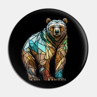 Grizzly Bear Animal Portrait Stained Glass Wildlife Outdoors Adventure Pin