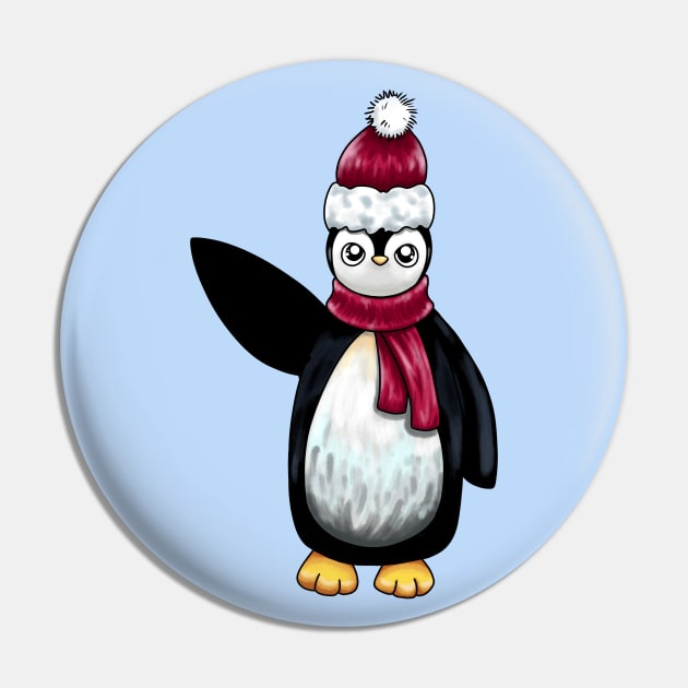 Waving Penguin Pin by Lady Lilac